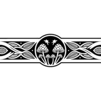 Mystical Mushroom Emblem, Celtic Border vector