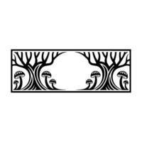 Mystical Forest Border, Art Nouveau Inspired, Mushrooms vector
