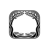 Stylized Tree Frame, Organic , Tranquil Landscape vector