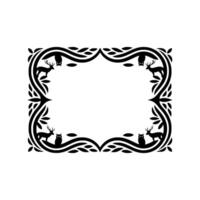 Intricate Forest Frame Deer Owls in Stylized Black Outline vector