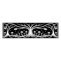 Intricate Mushroom Branch Border, Vintage Botanical Illustration vector
