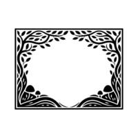 Botanical Frame, Intricate Woodland Border, Vintage Illustration vector