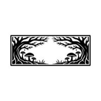 Enchanted Forest Vignette Stylized Trees Glowing Mushrooms vector