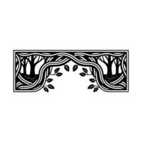 Stylized Forest Gateway, Black White Emblem vector