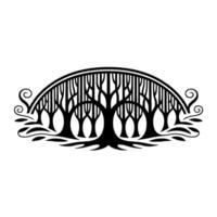 Elegant Archway of Silhouetted Trees, Vintage Botanical Illustration vector