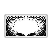 Elegant Botanical Frame, Starry Night Motif vector