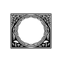 Intricate Celtic Frame with Mushroom Motif Vintage Illustration vector