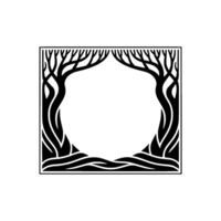 Stylized Forest Frame, Art Nouveau Inspiration, Trees vector