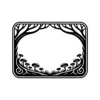 Enchanted Forest Frame Minimalist Mushroom Illustration vector
