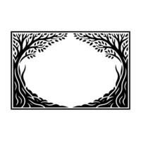 Stylized Tree Frame, Black White, Organic Border, Minimalist vector
