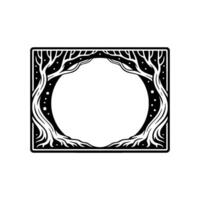 Stylized Tree Frame, Ethereal Glow, Vintage Illustration vector
