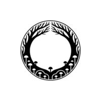 Mystical Forest Emblem, Circular, Organic Elements vector