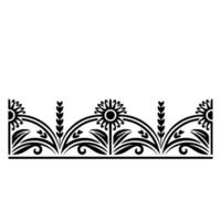 Stylized Floral Border, Vintage, Black White vector