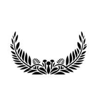 Stylized Laurel Wreath with Mushroom Accents Vintage Botanical Illustration vector