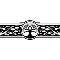 Elegant Tree of Life Border, Vintage Botanical Illustration, Decorative vector