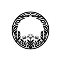 Intricate Floral Circle Emblem, Vintage vector
