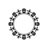 Nautical Circle Shells Anchors Border vector