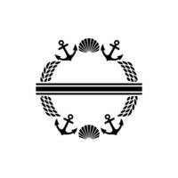Nautical Emblem Anchor, Seashell, and Wheat Border vector
