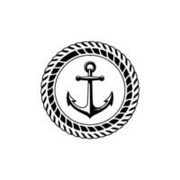 Nautical Emblem Anchor Rope Circle, Vintage Style vector