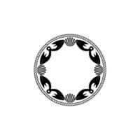 Nautical Circle Emblem, Seashell Rope Border vector