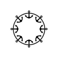 Nautical Circle Anchors Rope Border vector