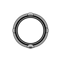 Nautical Circle Frame, Seashell Ornamentation, Vintage vector