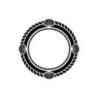 Nautical Circle, Textured Rope Shell Motif vector