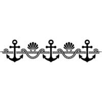 Nautical Charm Anchor Rope Border, Shells vector