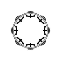 Nautical Anchor Emblem, Circular, Vintage Style, Rope vector
