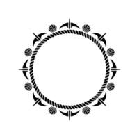 Nautical Frame Shells, Rope, and Bird Motif vector