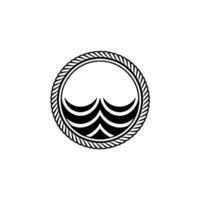 Nautical Crest Wave Rope Emblem, Minimalist vector