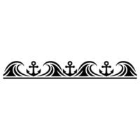 Nautical Border Anchor Wave Decorative Element vector