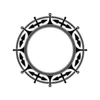 Geometric Sword Frame, Circular Motif, Dark Elegant vector