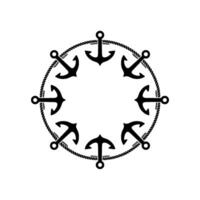 Nautical Anchor Emblem, Circular, Maritime Symbol, Anchors vector