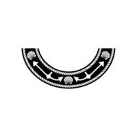 Nautical Crest, Oceanic Motif, Circular Emblem, Black White vector