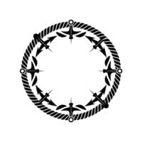 Nautical Emblem Birds, Rope, and Circular Border vector