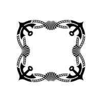 Nautical Frame Anchor, Rope, and Seashell vector