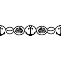 Nautical Border Anchor, Rope, and Seashell Motif vector