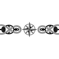 Nautical Border Compass Rose Rope Motif vector