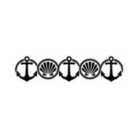 Nautical Motif Anchors Shells, Vintage Style vector
