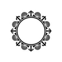 Nautical Frame, Vintage Anchor Motif, Circular vector