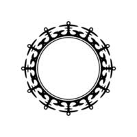 Intricate Tribal Circle Frame, Dark Silhouette, Ornamental vector