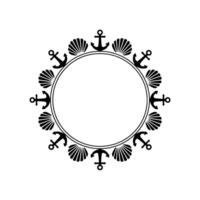 Nautical Circle Frame Anchors Seashells - Vintage Style vector