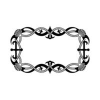 Nautical Frame Rope, Anchor, and Shell Ornamentation vector