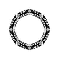 Nautical Circle Frame, Shell Rope Motif vector