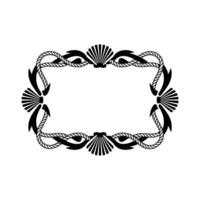Nautical Frame Shells Rope Border, Vintage Style, Decorative vector
