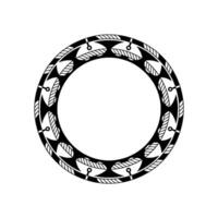 Stylized Leaf Border, Minimalist Circle Frame, Leaves vector
