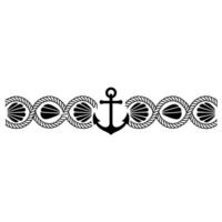 Nautical Border Anchor, Rope, and Seashell Motif, Seashells vector