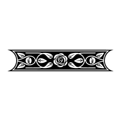 Elegant Black Rose Border, Vintage Decorative Element, Lineart