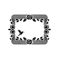 Art Deco Hummingbird Frame Elegant Botanical vector
